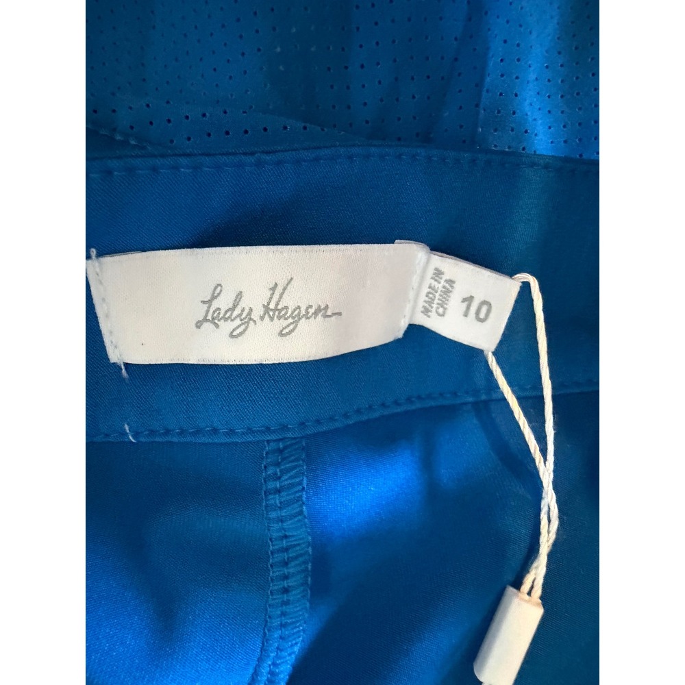 Lady Hagen Water Color Perforated Woven Skort Mid Blue Sky Diver Size 10 NEW - Picture 2 of 6